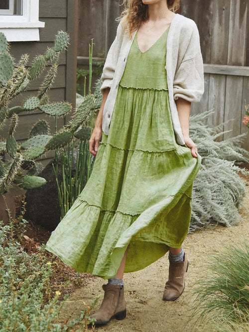 Hazel Blues® |  Tiered Frill V-Neck Sleeveless Dress