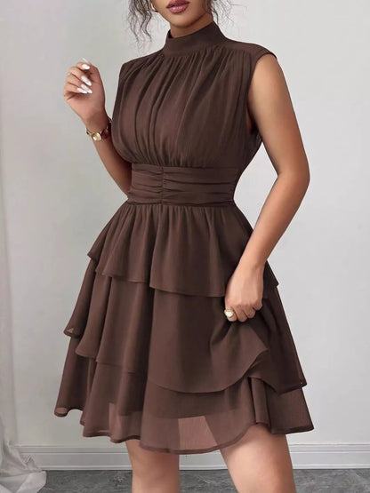 Ruffle Romance Dress | Ruffle Sleeveless Mock Neck Dress