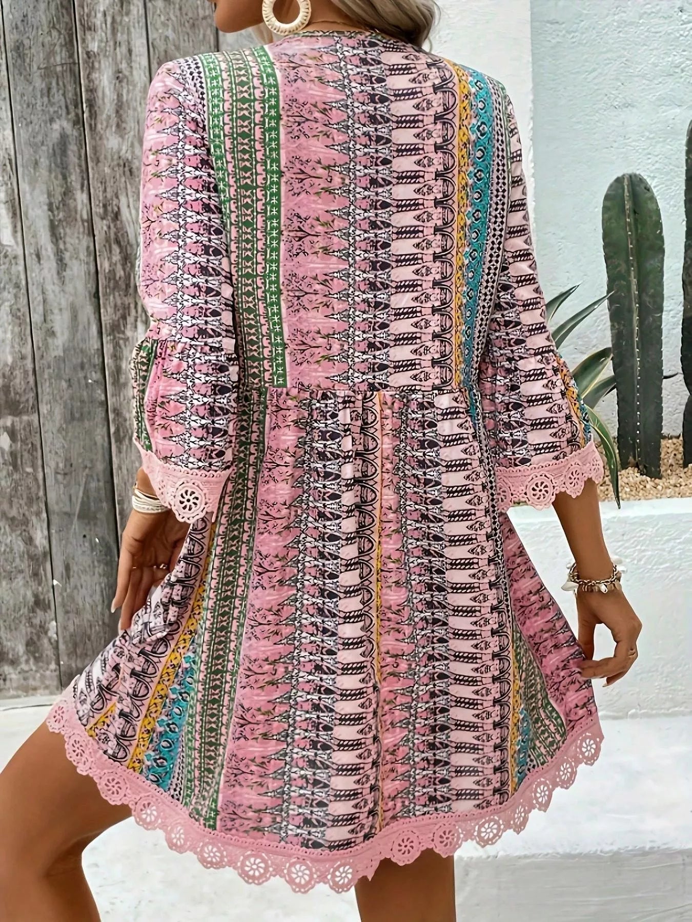 Hazel Blues® |  Printed V-Neck A-Line Dress