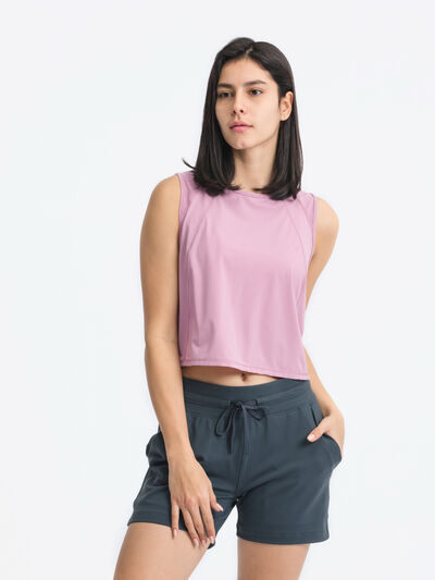 Hazel Blues® |  Millennia Round Neck Cropped Active Tank