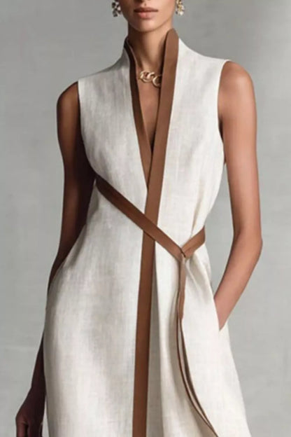 Hazel Blues® |  Sleeveless Contrast Trim Midi Dress