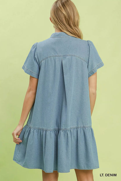 Hazel Blues® |  Umgee Ruffle Hem Mini Denim Dress