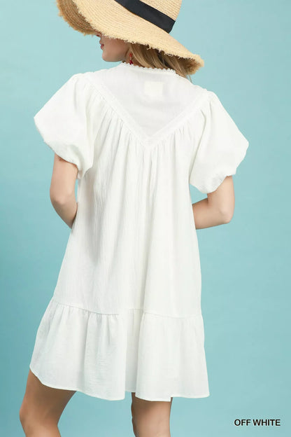Hazel Blues® |  Umgee Flutter Sleeve Tassel Tie Ruffle Hem Mini Dress