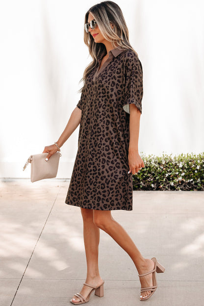 Hazel Blues® |  Spot On Mini Dress | Leopard V-Neck Mini Dress