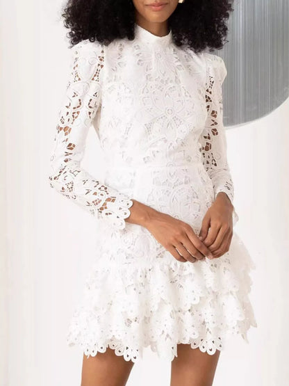 Hazel Blues® |  Lace Mock Neck Long Sleeve Mini Dress