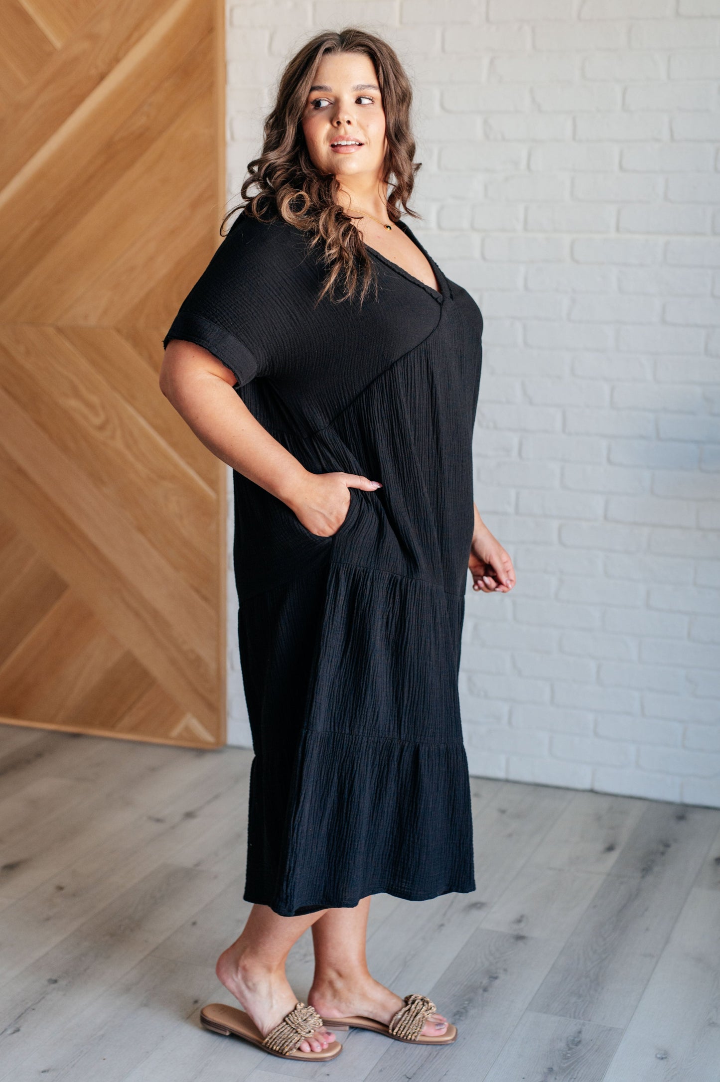 Hazel Blues® |  Always Learning Dolman Sleeve Dress in Black