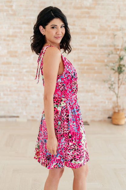 Hazel Blues® |  Bless Your Heart V-Neck Dress in Neon Fuchsia