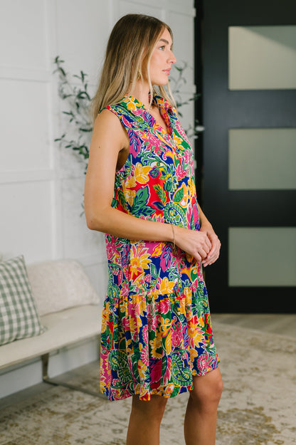 Hazel Blues® |  Coral Sands Collared Tank Dress in Floral Paisley