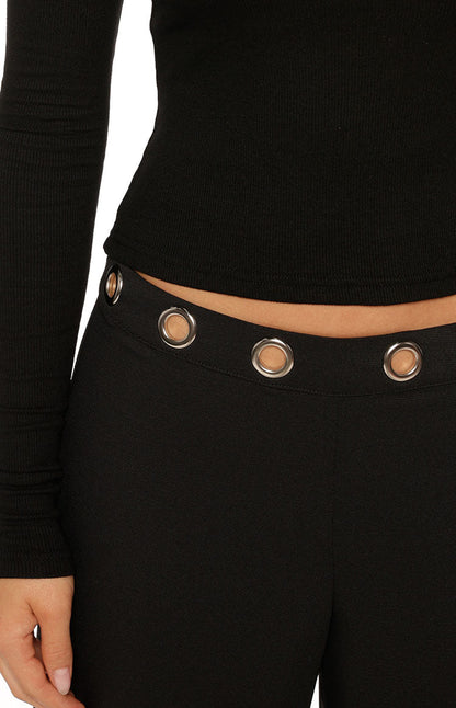 Devotion Black Eyelet Straight Leg Pants