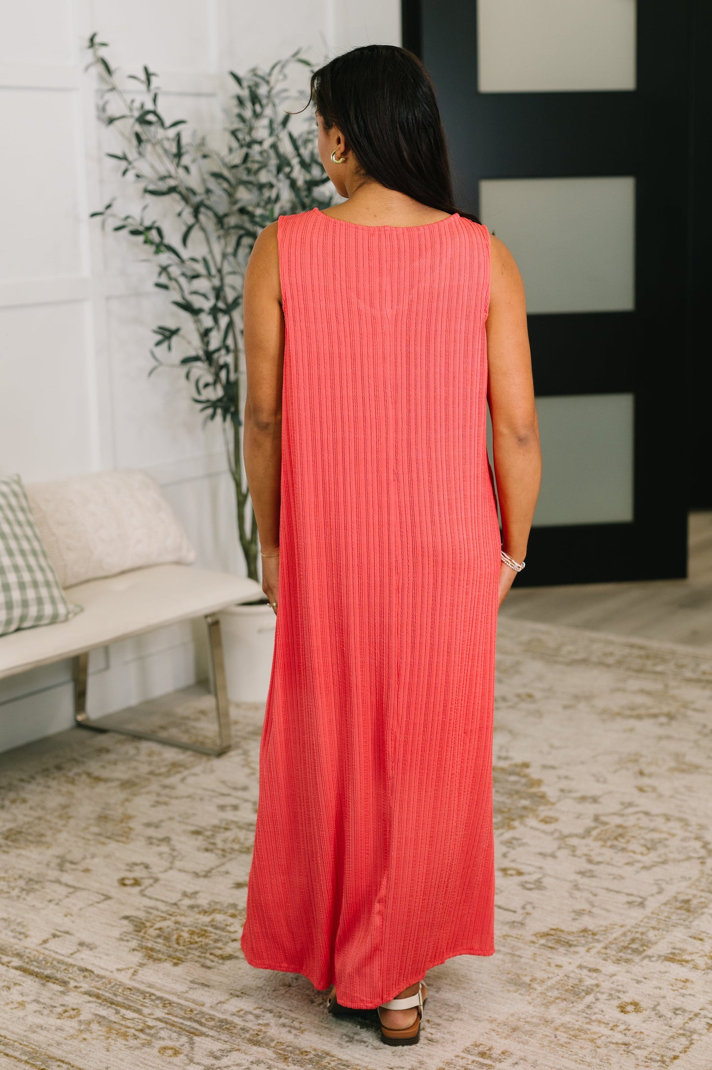 Hazel Blues® |  Everything She Wants Sleeveless Maxi Dress in Coral