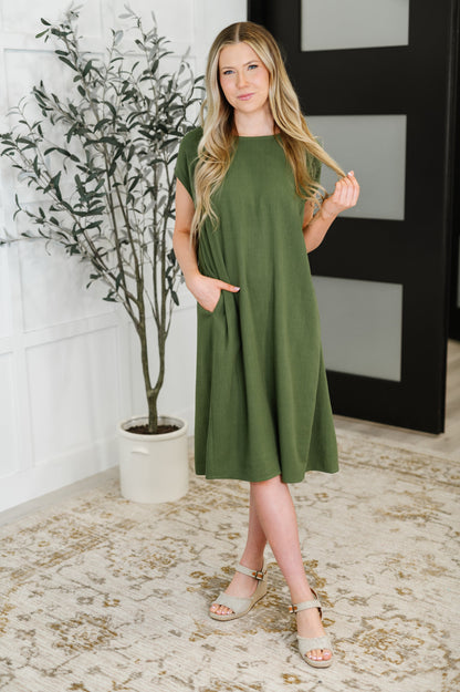 Hazel Blues® |  Flatter Me Later Relaxed Dress in Moss