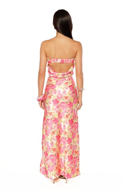 Genevieve Yellow Floral Pop Print Maxi Skirt