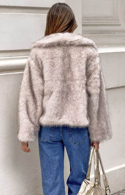 It Girl Sand Faux Fur Jacket - PRE ORDER