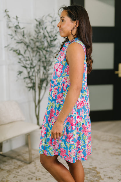 Hazel Blues® |  Lizzy Three Tier Tank Dress in Falling Floral