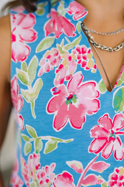 Hazel Blues® |  Lizzy Three Tier Tank Dress in Falling Floral
