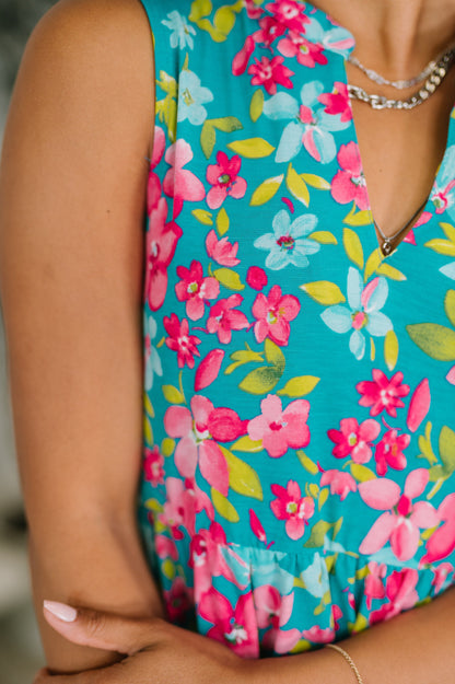 Hazel Blues® |  Lizzy Three Tier Tank Dress in Large Ditsy Floral