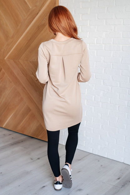 Hazel Blues® |  Milan Travel Shift Dress in Khaki