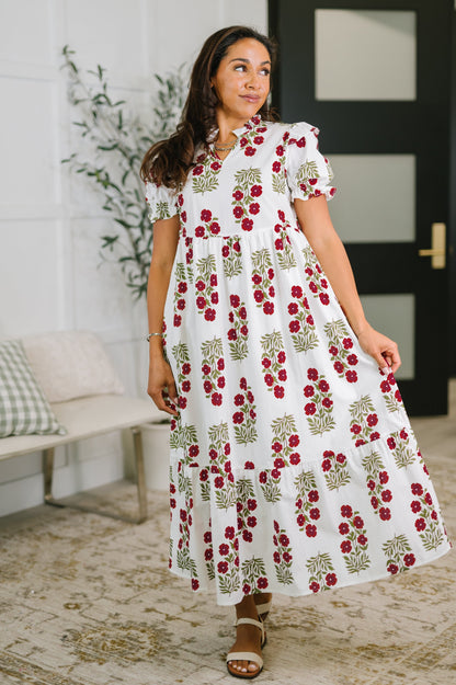 Hazel Blues® |  Quiet Life Notch Neck Tiered Dress in White