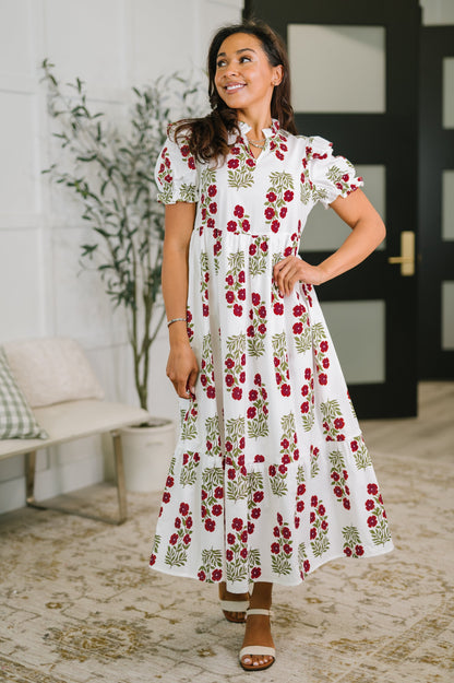 Hazel Blues® |  Quiet Life Notch Neck Tiered Dress in White