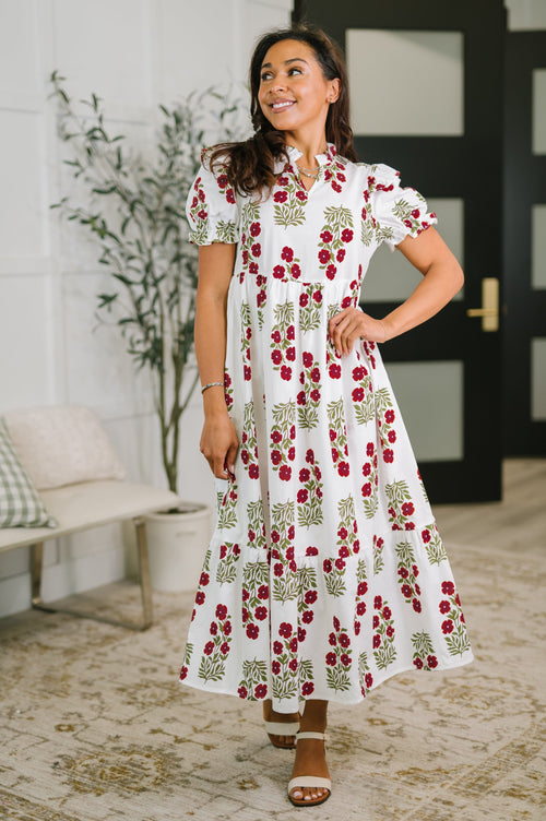 Hazel Blues® |  Quiet Life Notch Neck Tiered Dress in White