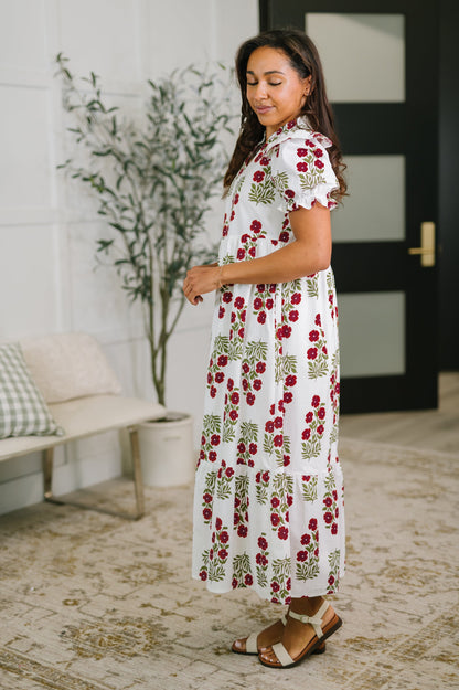 Hazel Blues® |  Quiet Life Notch Neck Tiered Dress in White