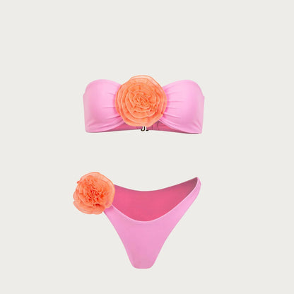 3D Floral Halter Bikini Set