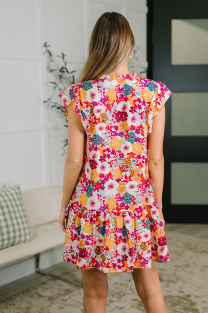 Hazel Blues® |  Start of Something Great Flutter Sleeve Floral Dress