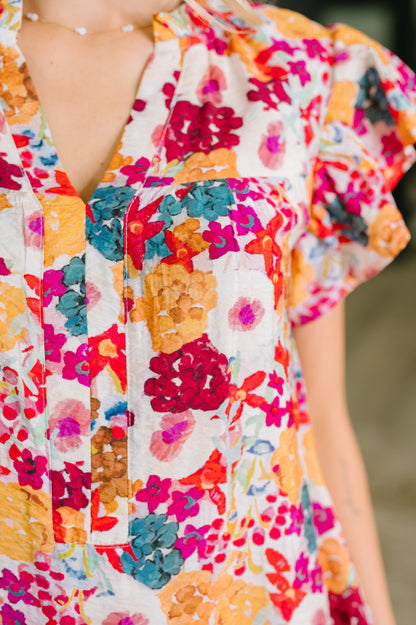 Hazel Blues® |  Start of Something Great Flutter Sleeve Floral Dress