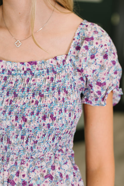 Hazel Blues® |  Sugar Talking Tiered Dress in Floral Print