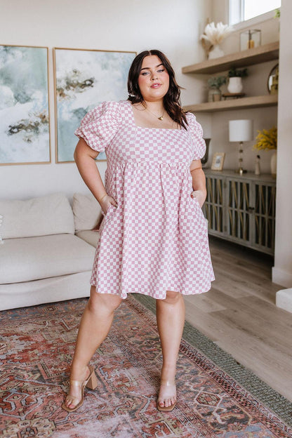 Hazel Blues® |  The Moment Checkered Babydoll Dress