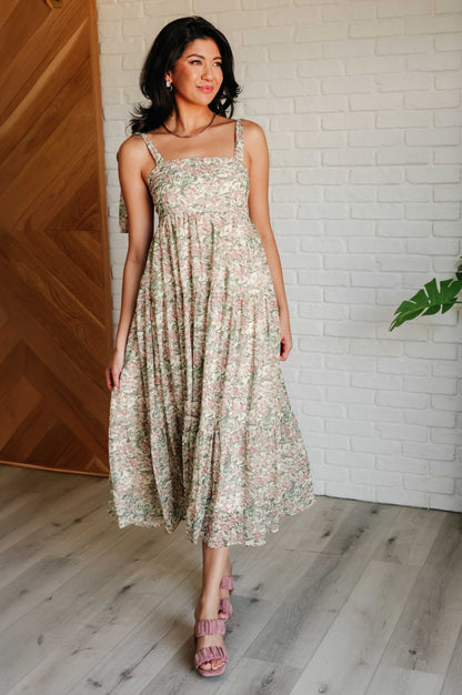 Hazel Blues® |  Tiptoe Through the Tulips Square Neck Tiered Dress