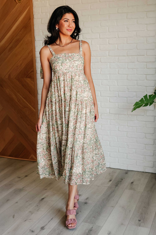 Hazel Blues® |  Tiptoe Through the Tulips Square Neck Tiered Dress