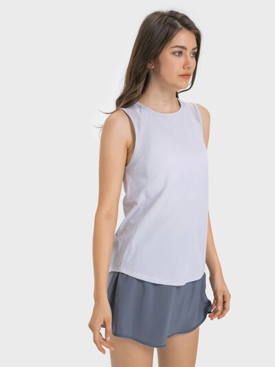 Hazel Blues® |  Millennia Cutout Back Round Neck Active Tank