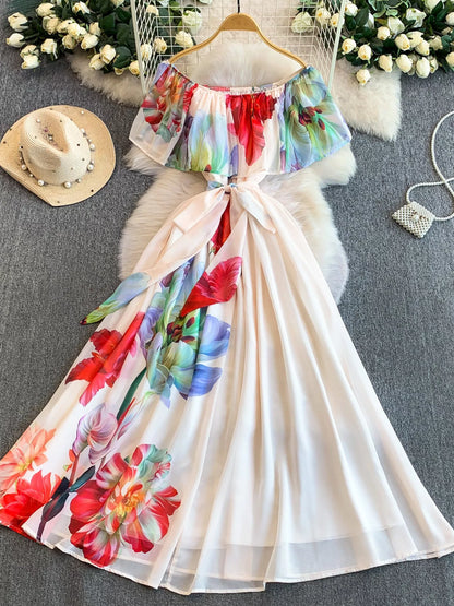 Hazel Blues® |  Floral Off-Shoulder A-Line Dress