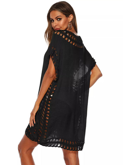 Hazel Blues® |  Crochet Trim V-Neck Cover-Up Dress