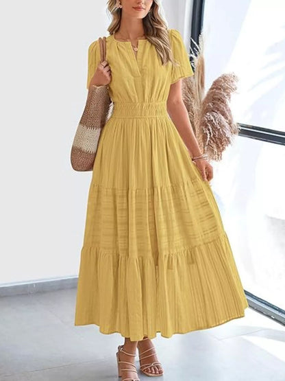 Hazel Blues® | Short Sleeve Tiered Midi Dress