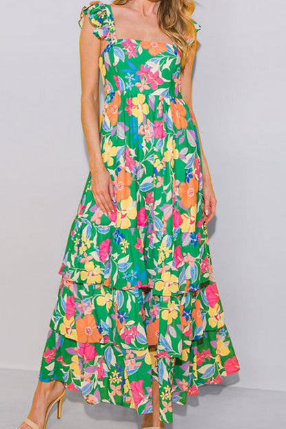 Hazel Blues® |  Tiered Ruffled Printed Sleeveless Dress