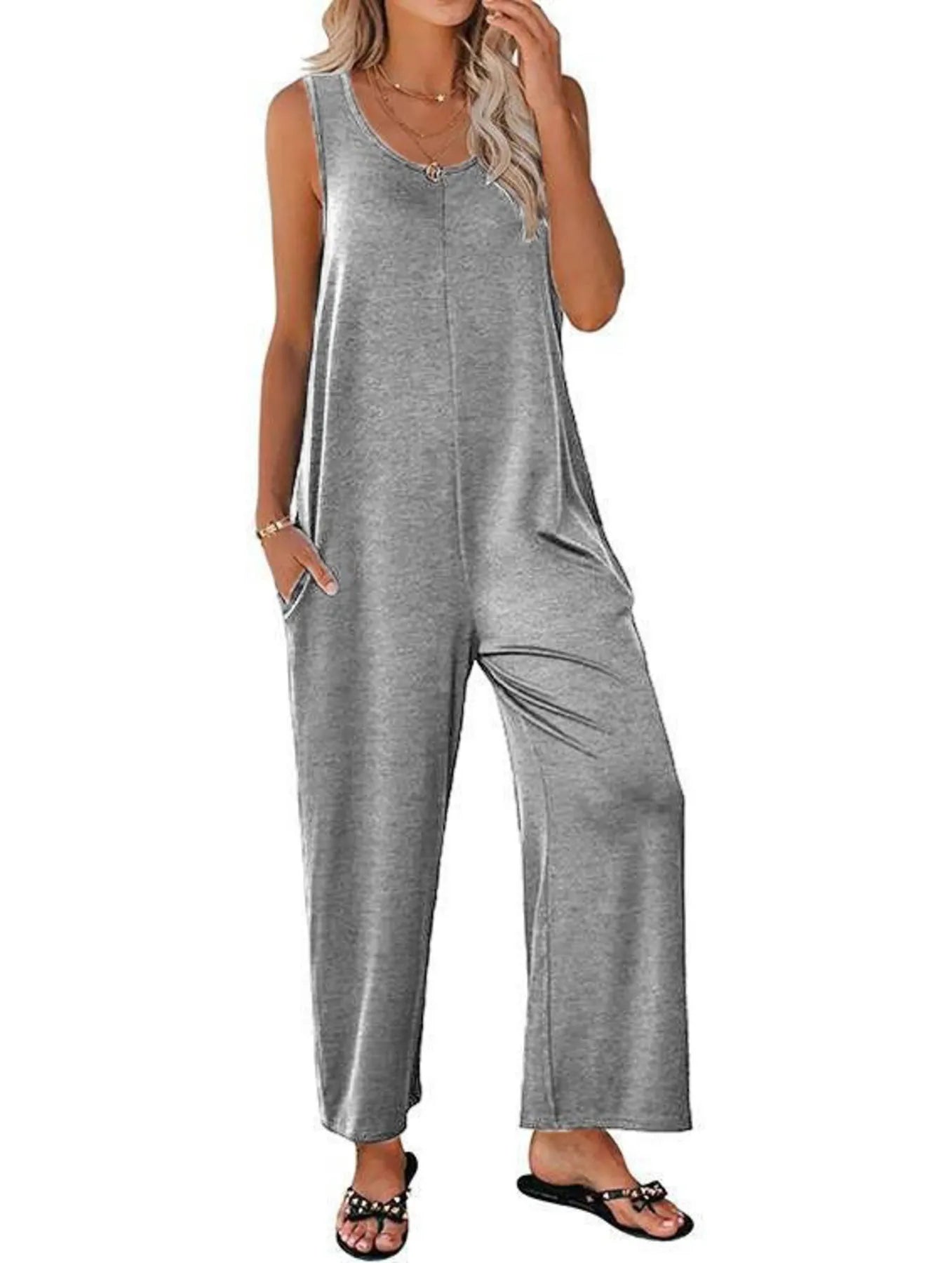 Hazel Blues® |  Sleeveless Wide Leg Casual Jumpsuit
