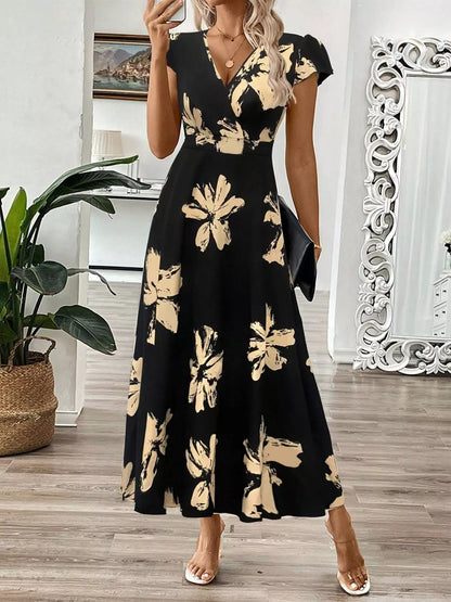 Hazel Blues® |  Surplice Cap Sleeve Midi Dress