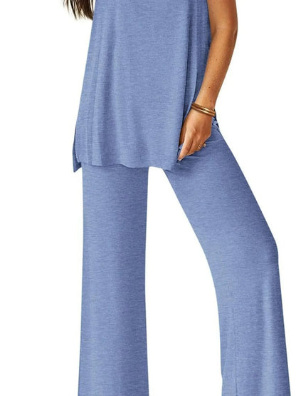 Hazel Blues® |  Round Neck Tank and Pants Set
