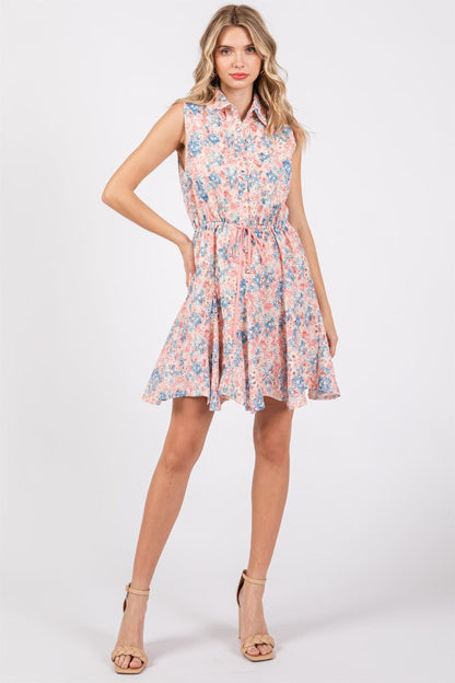 Hazel Blues® |  GeeGee Floral Eyelet Sleeveless Mini Dress