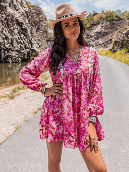 Hazel Blues® |  Long Sleeve V-Neck Mini Dress