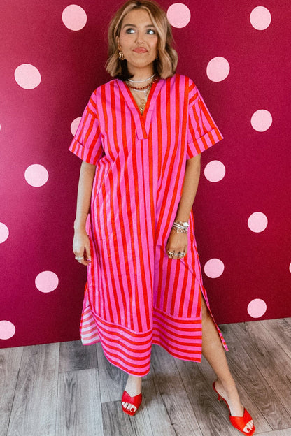 Hazel Blues® |  Stripe Right Dress | V-Neck Dress