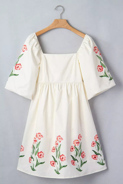 Hazel Blues® |  Floral Puff Sleeve Babydoll Dress