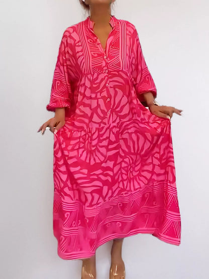 Hazel Blues® |  Printed Button Front Midi Dress