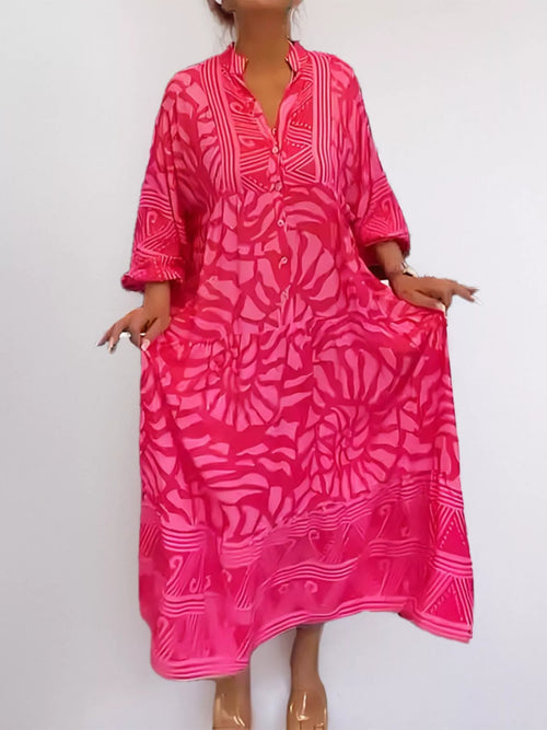 Hazel Blues® |  Printed Button Front Midi Dress