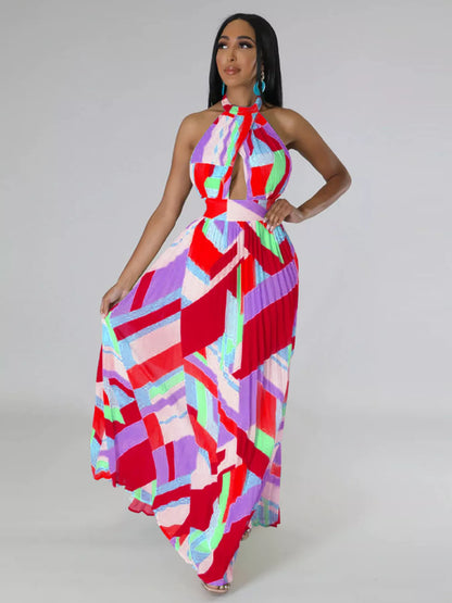 Sunny Stroll Dress | Pleated Halter Dress
