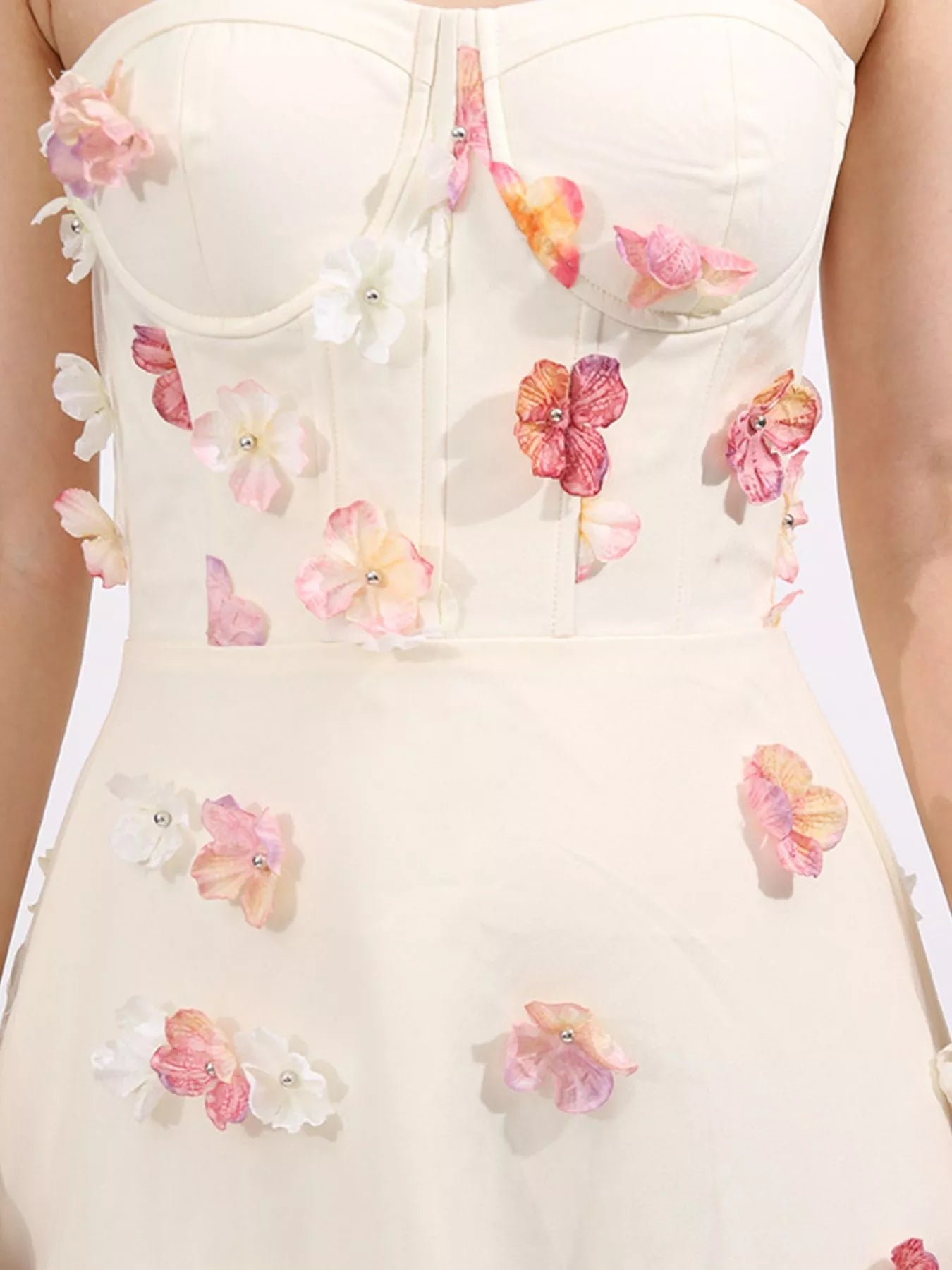 Hazel Blues® |  Floral Applique Strapless Tulle Maxi Dress