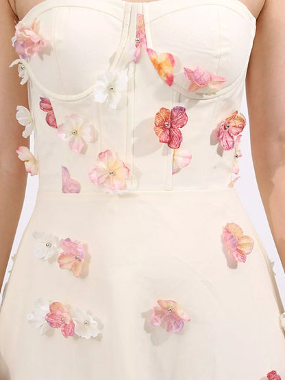 Hazel Blues® |  Floral Applique Strapless Tulle Maxi Dress