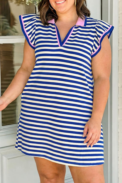 Hazel Blues® |  Stripe Right Dress | V-Neck Dress